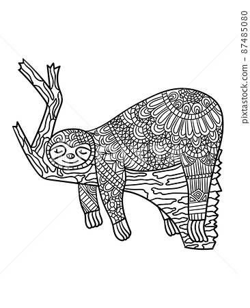 Sloth sleeping mandala coloring pages for adults