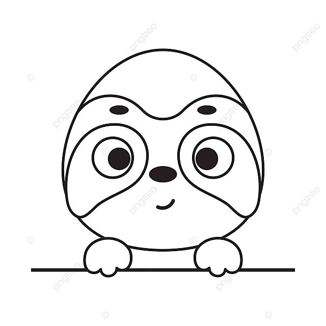 Cute sloth coloring page for preschoolers with animals vector cartoon school game png and vector with transparent background for free download