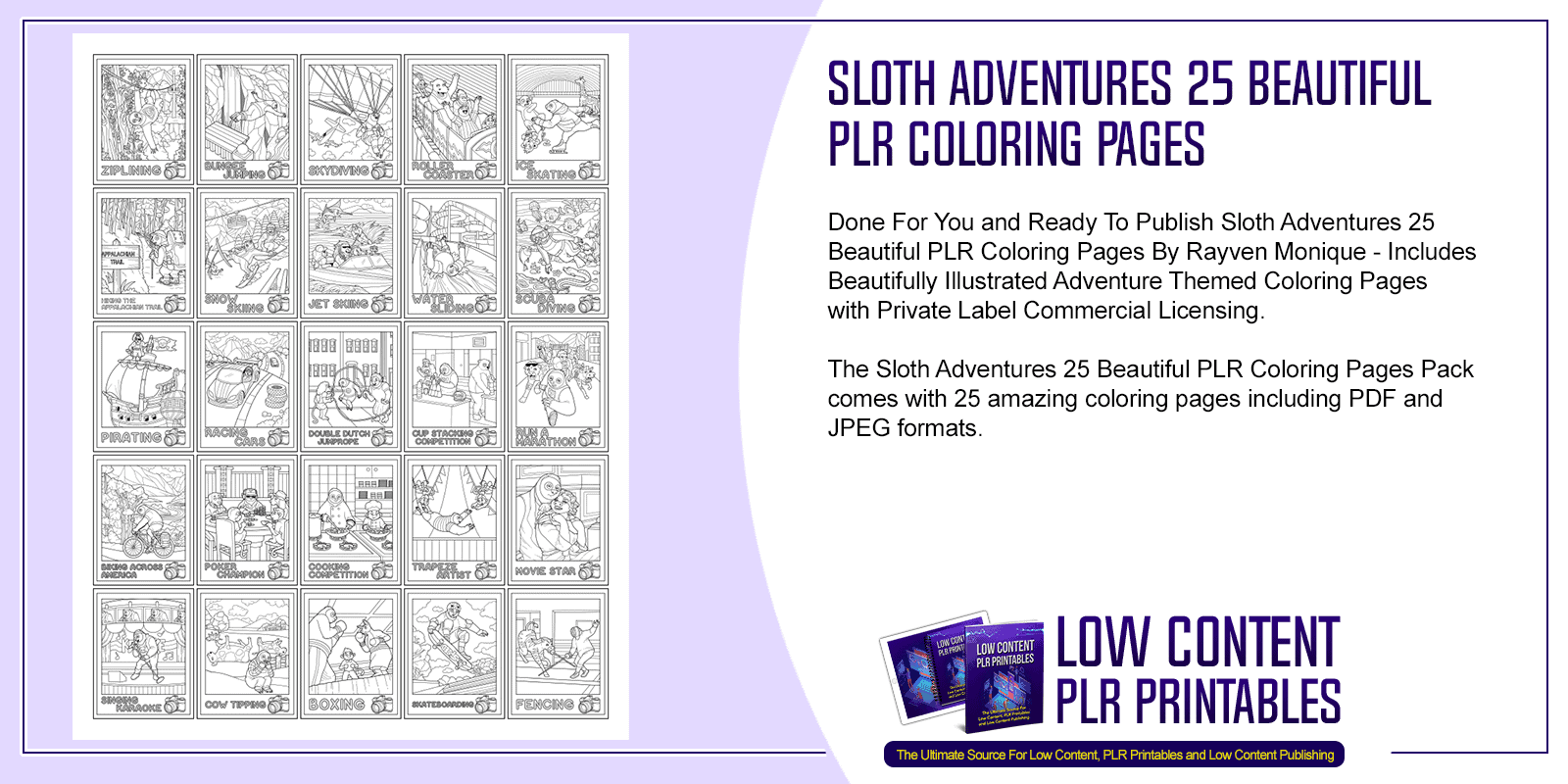 Sloth adventures beautiful plr coloring pages plr coloring pages