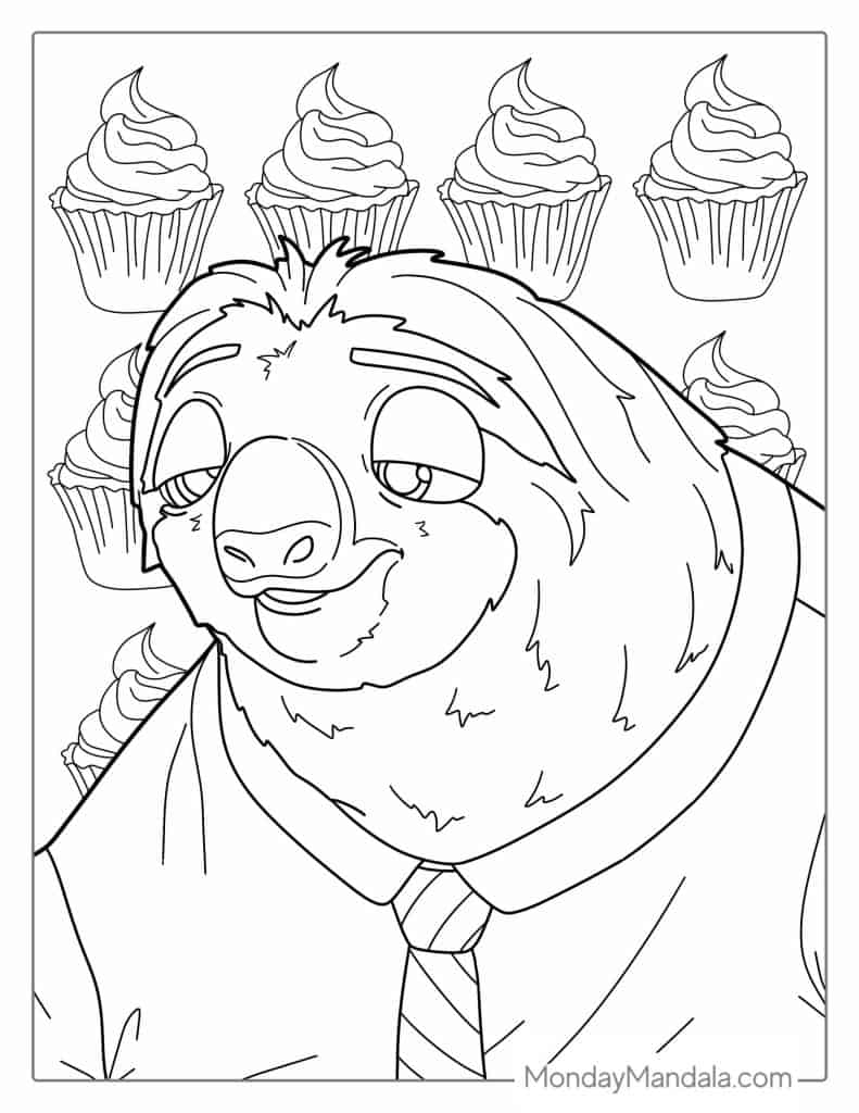 Sloth coloring pages free pdf printables