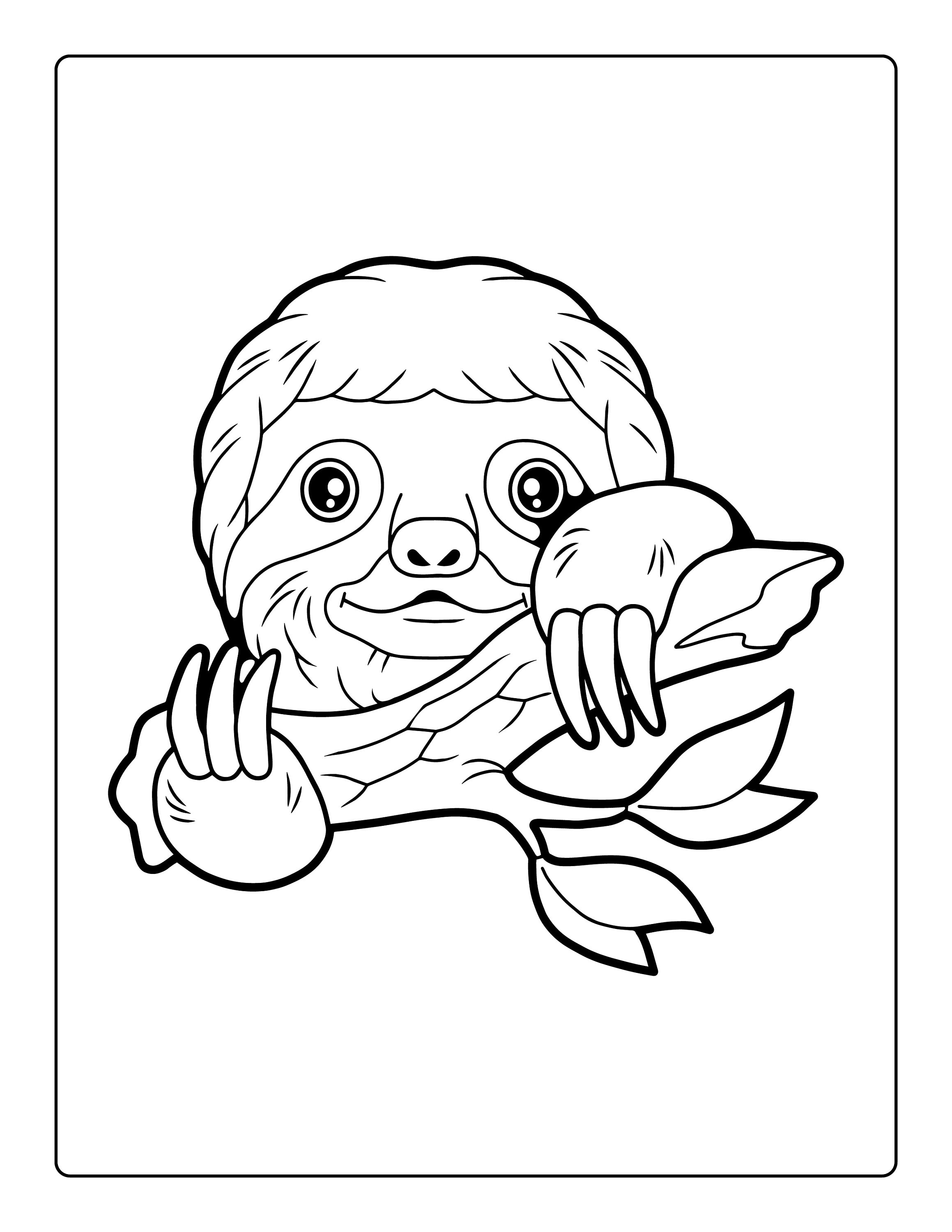 Adorable sloth coloring pages download now