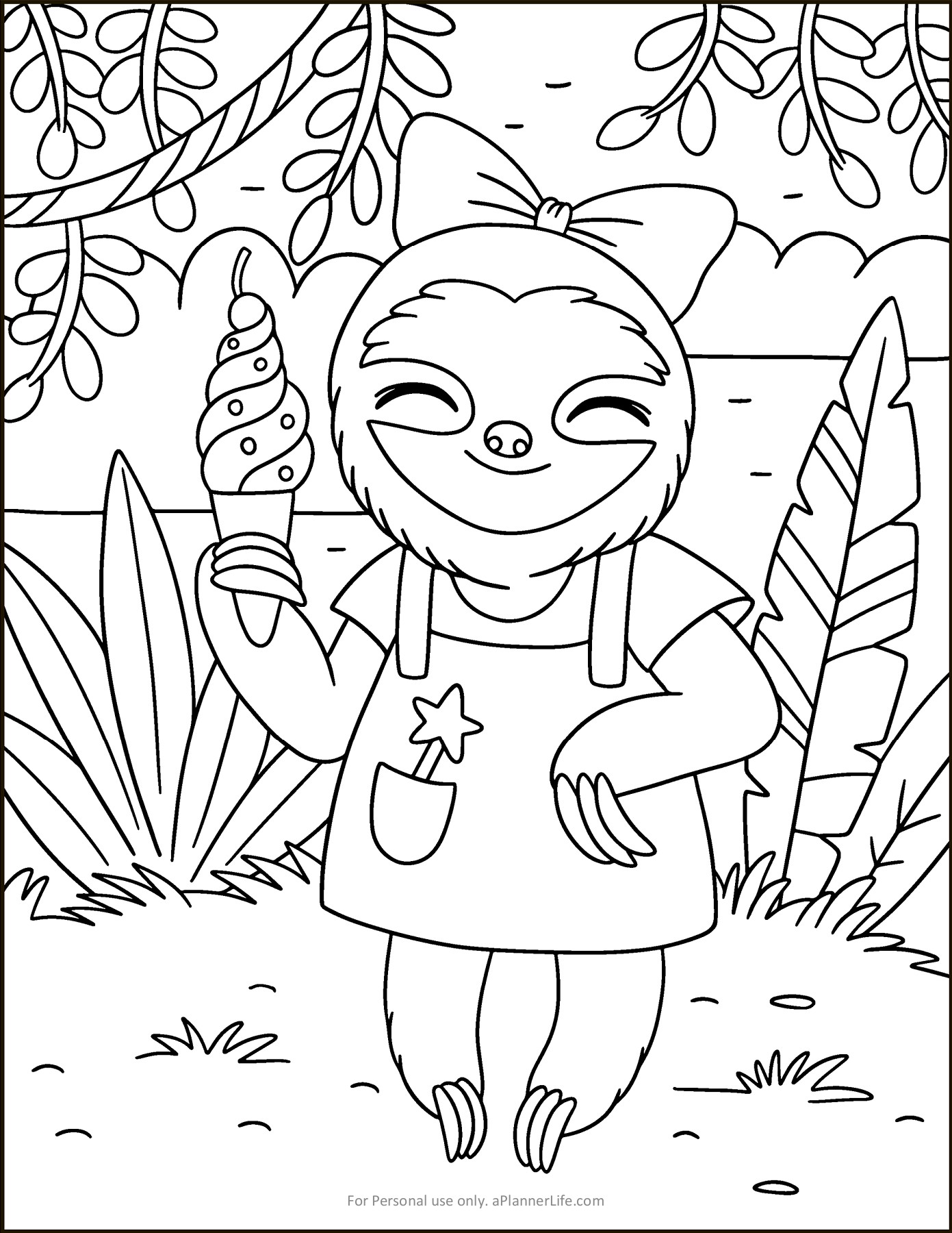 Very cute sloth colouring pages a planner life