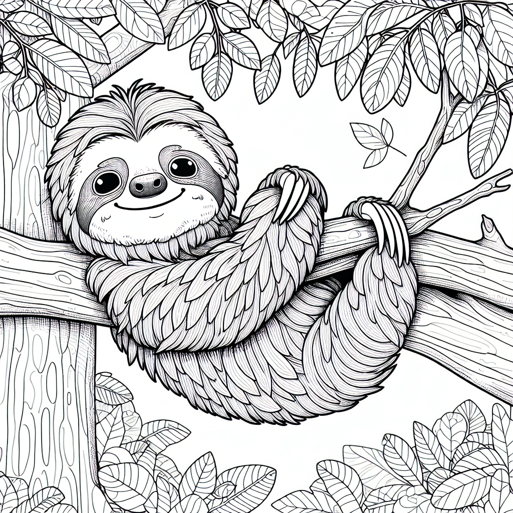 Sloth coloring pages â custom paint by numbers