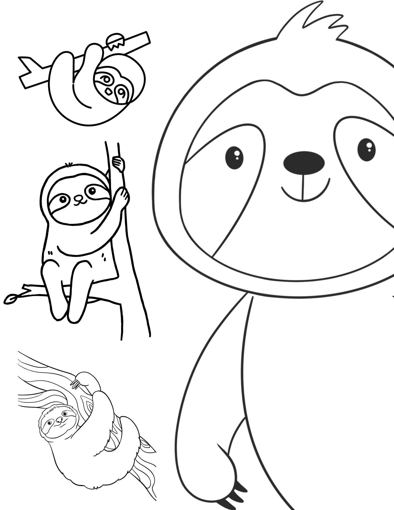 Free sloth coloring pages and fun facts about sloths