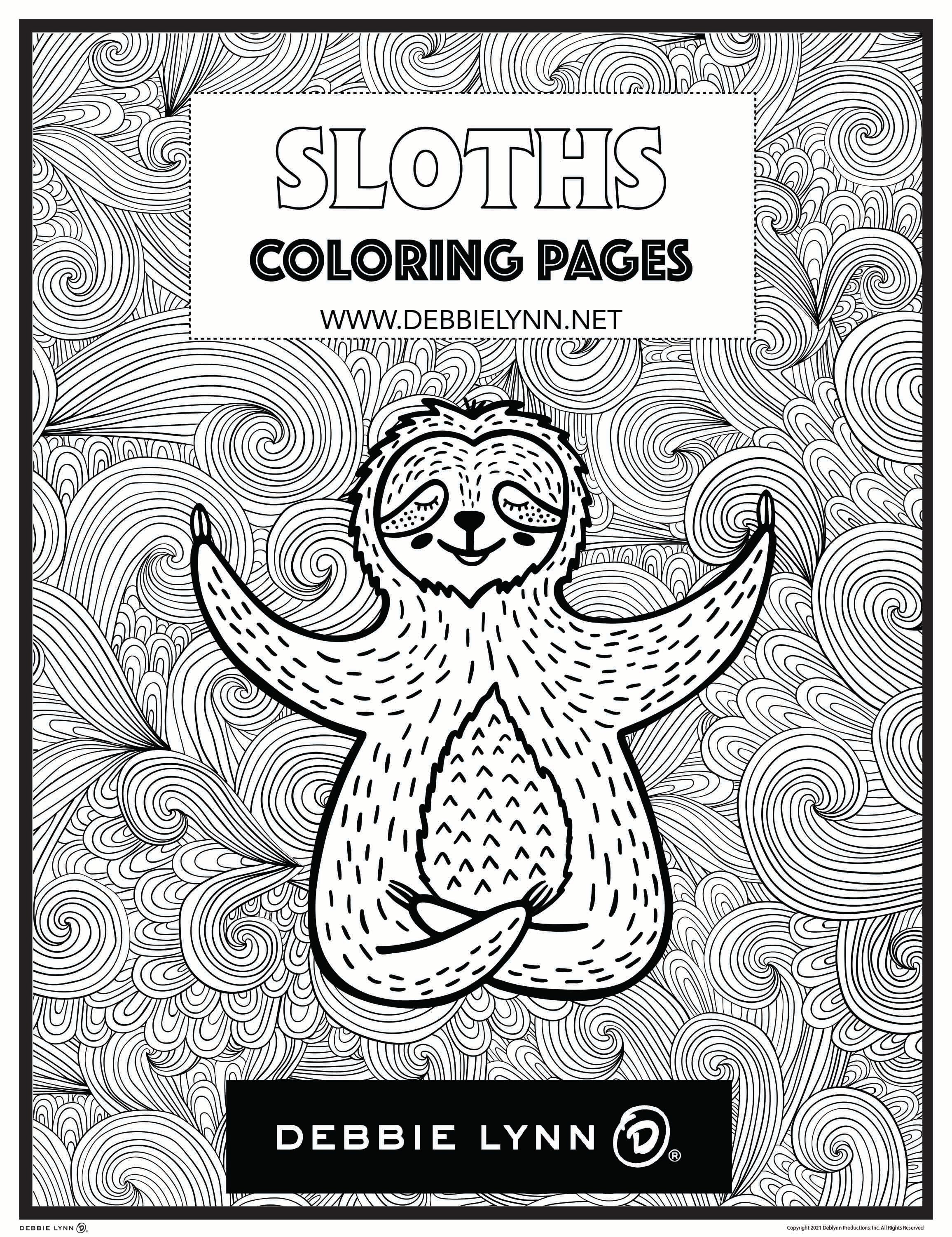 Sloth coloring ebook â debbie lynn