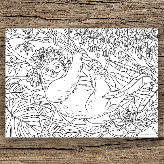 Sloth printable adult coloring page from favoreads coloring book pages for adults and kids coloring sheets coloring designs