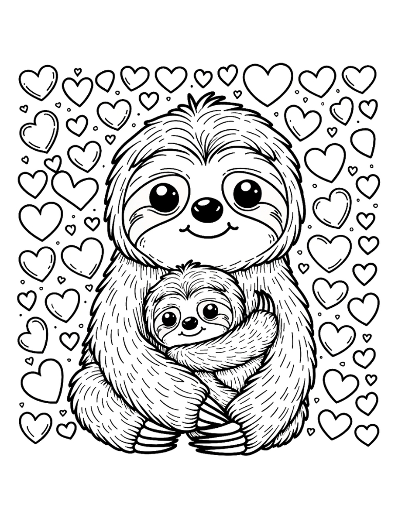 Free sloth coloring pages for kids