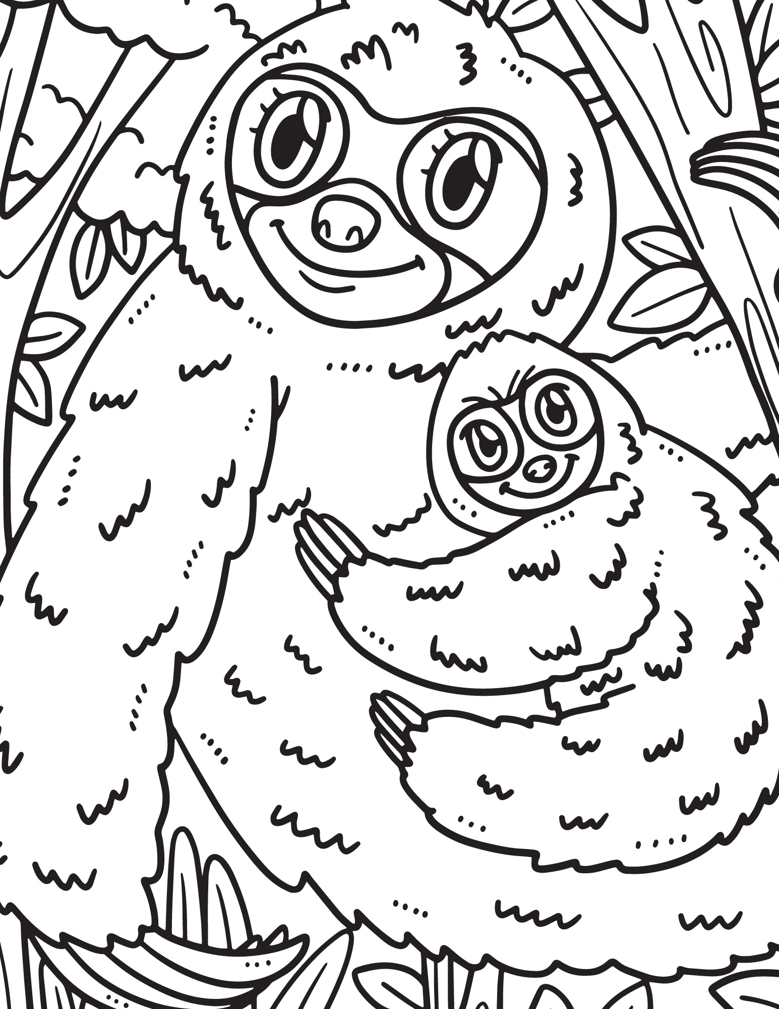 Free sloth coloring pages and fun facts about sloths