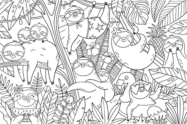 Thousand coloring book sloth royalty