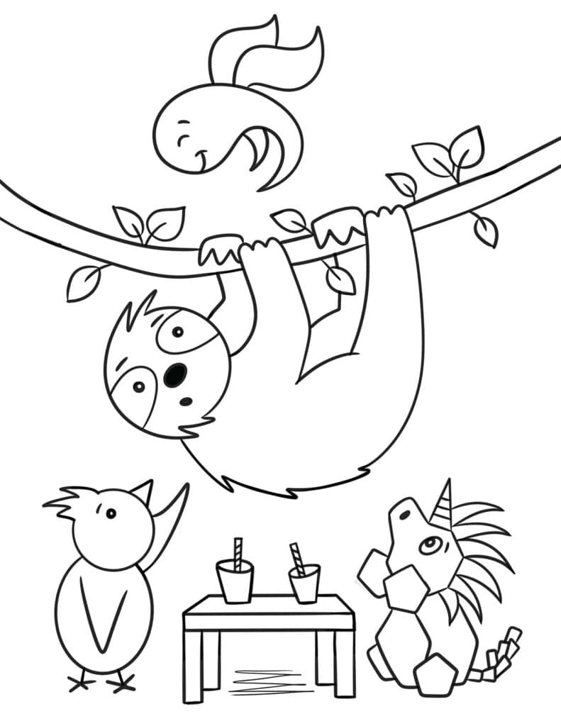 Free printable sloth coloring pages â the hollydog blog