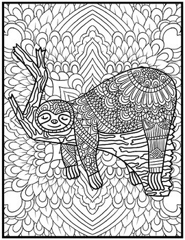 Sloth coloring pages mindfulness coloring sheets by qetsy tpt