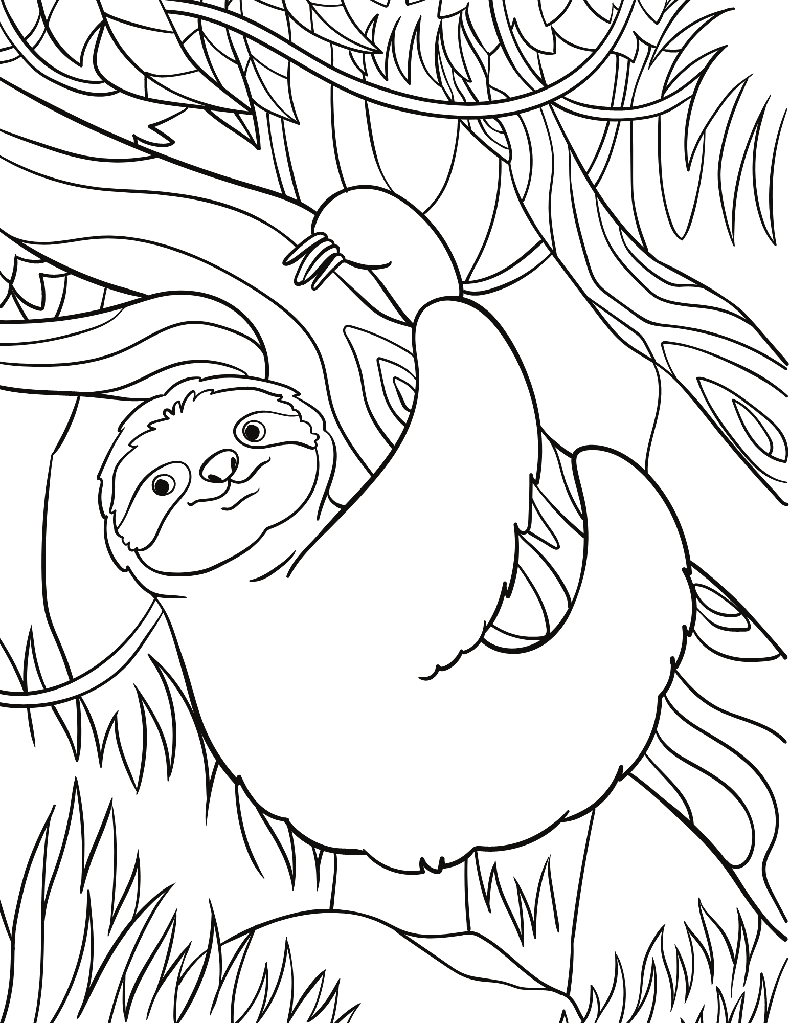 Free sloth coloring pages and fun facts about sloths