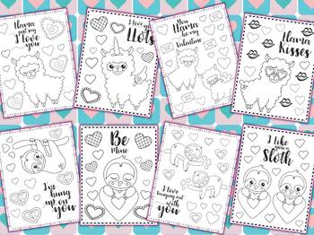 Dollar deal valentines day llamas and sloths coloring pages mothers day