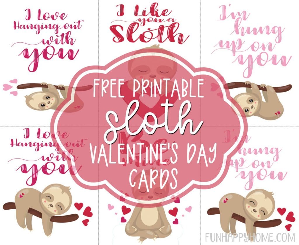 Free printable valentine day cards with cute sloths