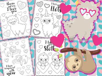 Dollar deal valentines day llamas and sloths coloring pages mothers day