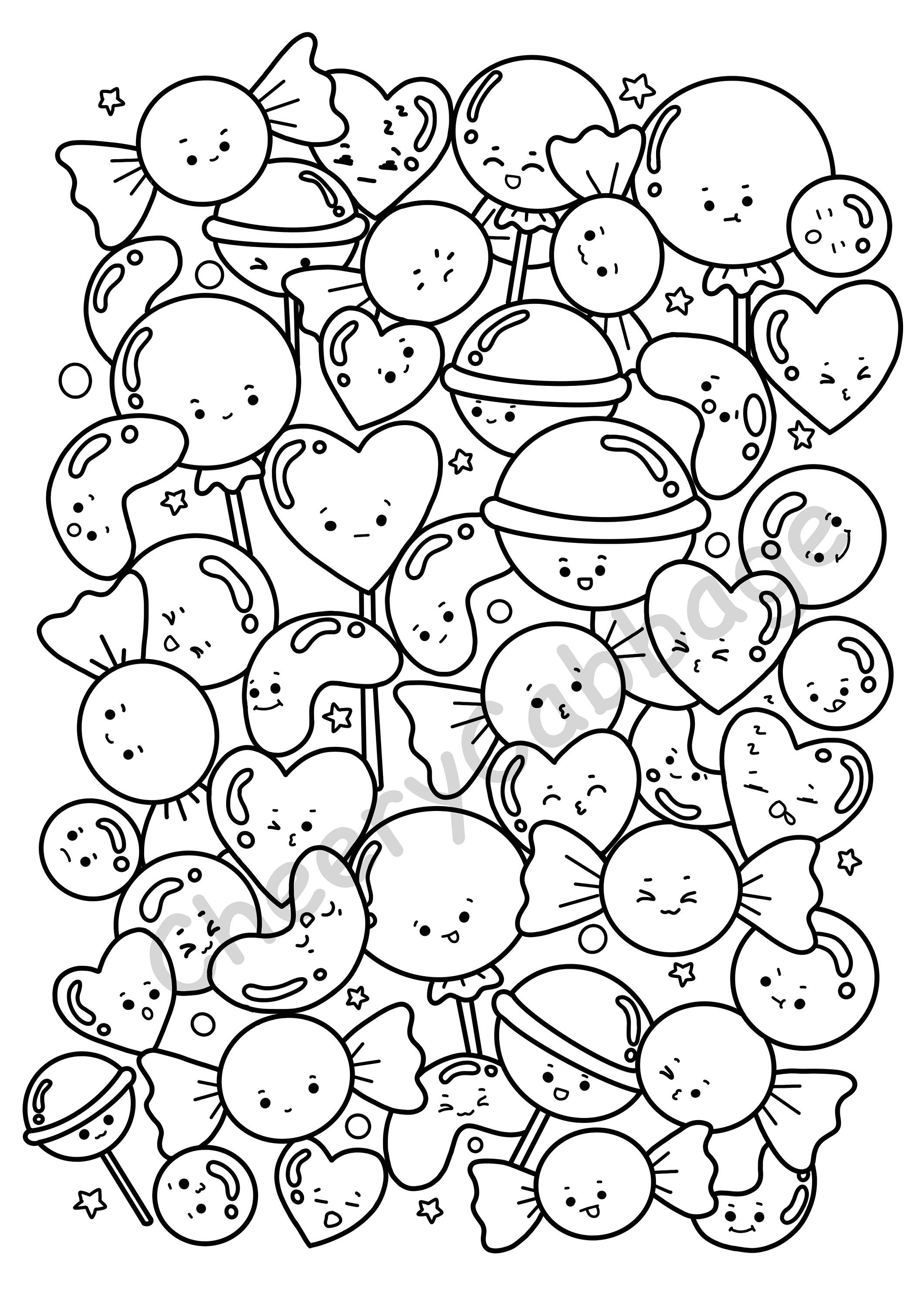 Candy coloring page printable coloring page for kid and adult instant download