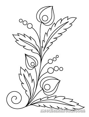 Free hand embroidery pattern czech inspired folk flowers â