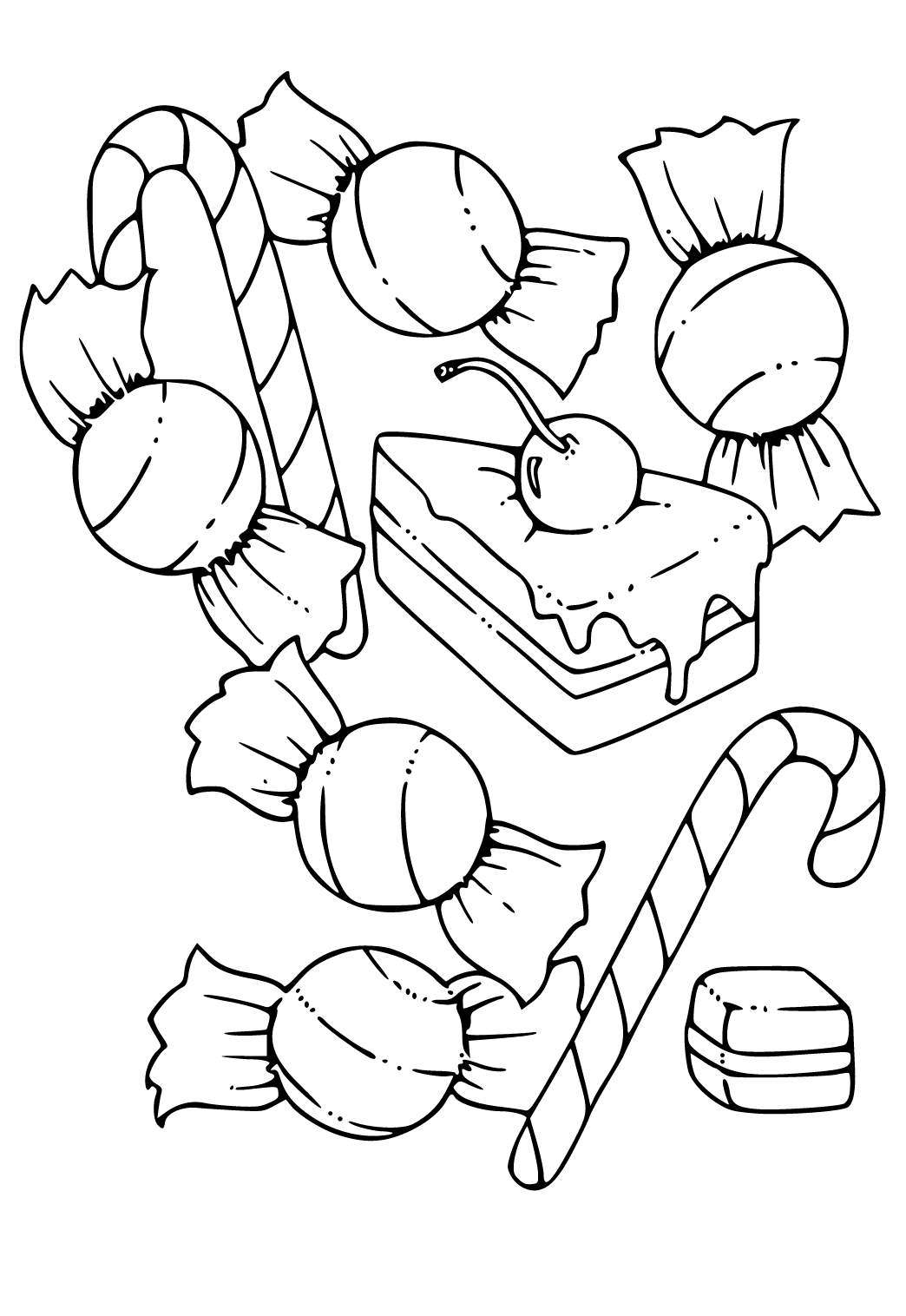 Free printable candy sweetly coloring page for adults and kids