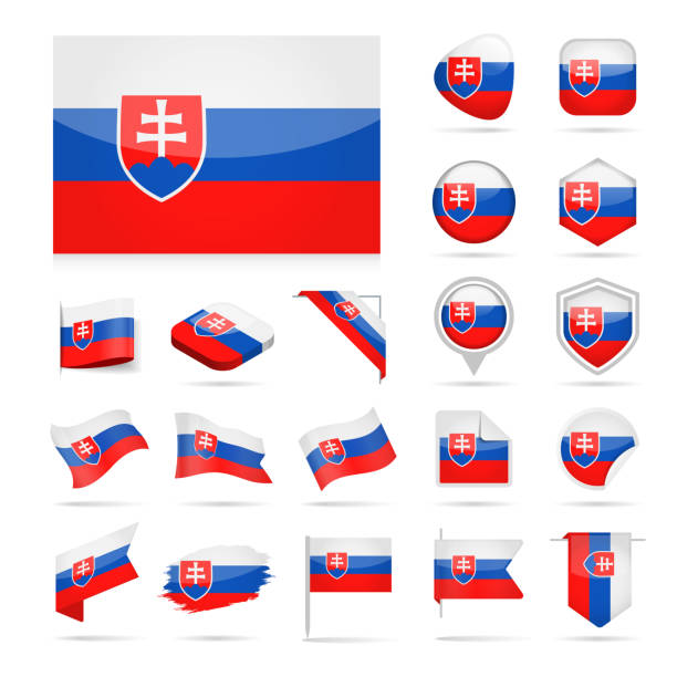 Shield with flag slovakia stock photos pictures royalty