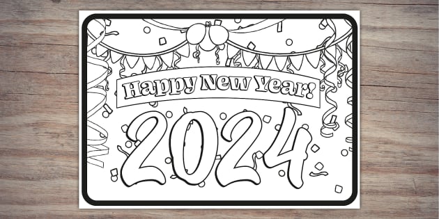 Happy new year colouring placemat party