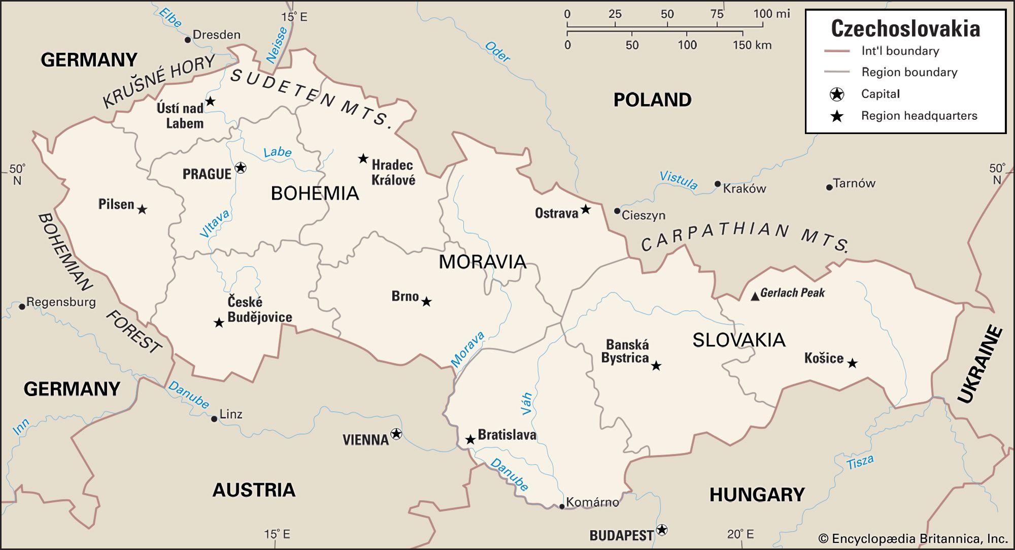 Czechoslovakia history map facts