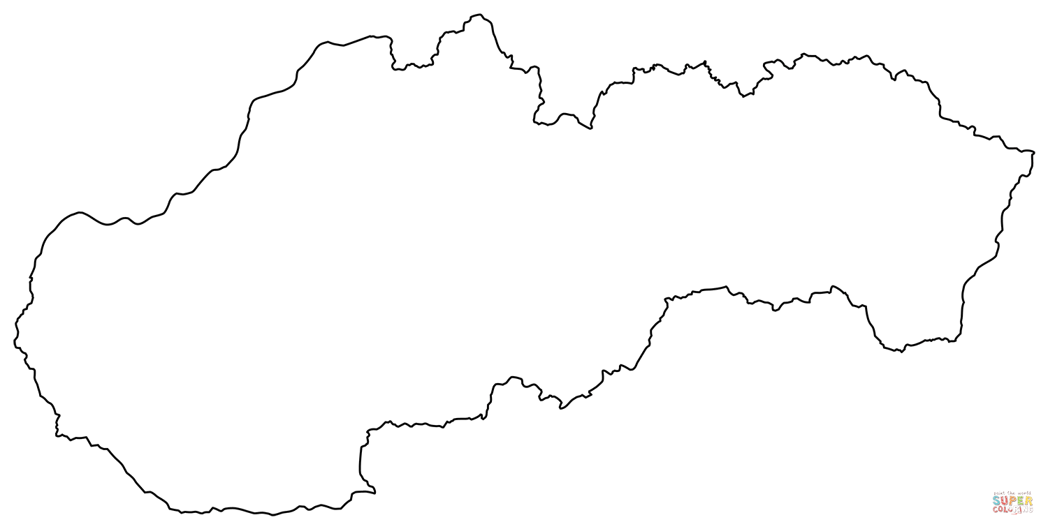 Outline map of slovakia coloring page free printable coloring pages