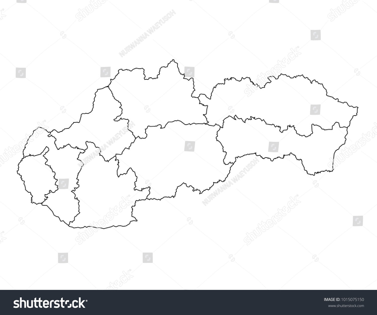 Slovakia outline map detailed isolated vector stock vector royalty free