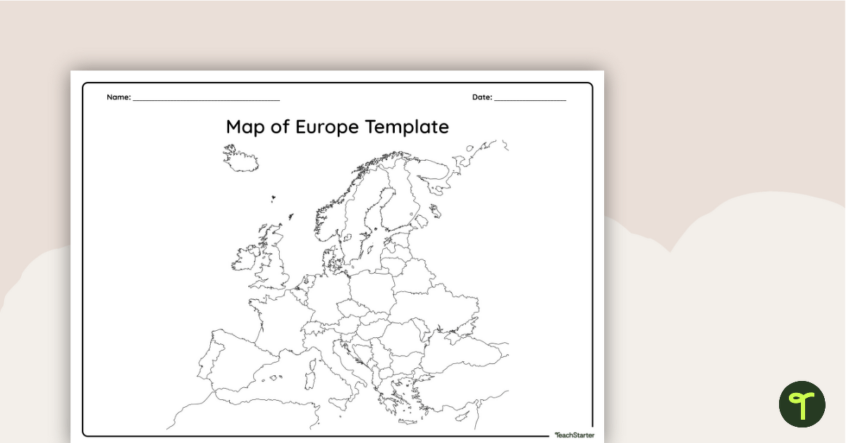 Blank map of europe â template teach starter