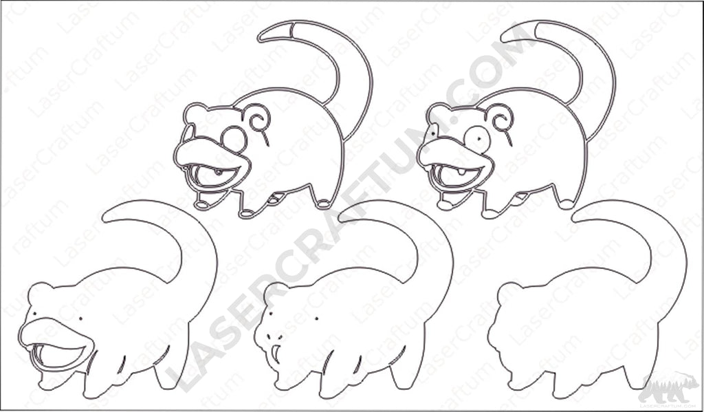 Slowpoke pokemon layered design for cutting