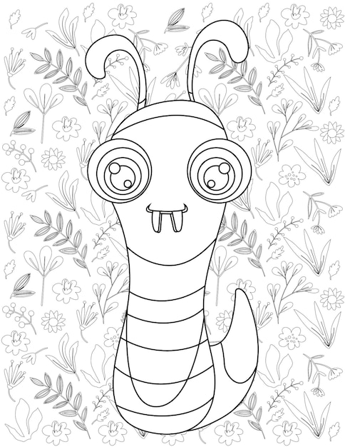 Premium vector monster coloring page monster vector monster white and black monster coloring for kids