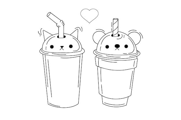 Page kawaii bubble tea coloring page images