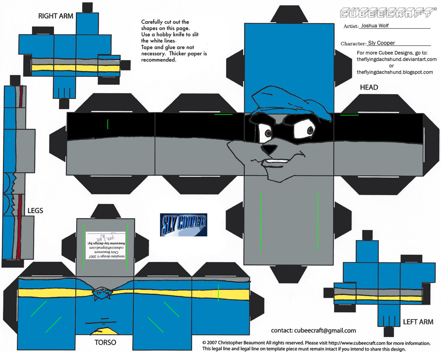 Sly cooper paper toy free printable papercraft templates