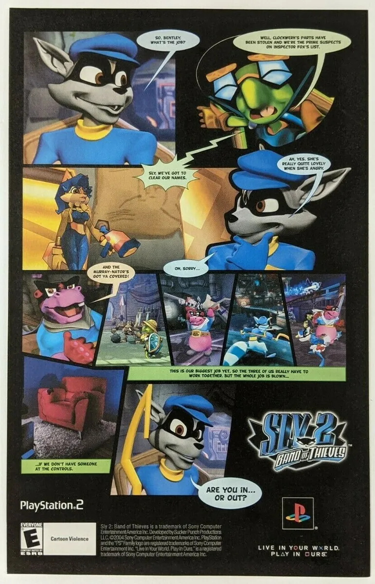 Sly cooper band of thieves print ad game poster art promo original ps advert