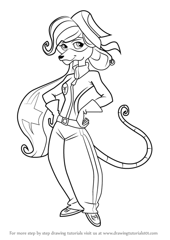 How to draw penelope from sly cooper sly cooper step by step