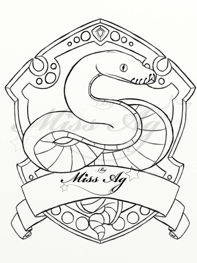 Slytherin tattoo coloring page by miss