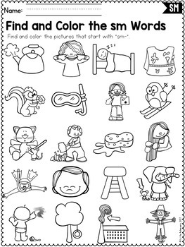 Consonant beginning s blends worksheets