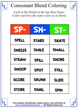 Consonant blend worksheets