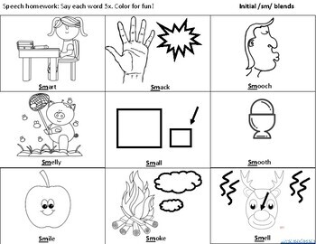 Articulation s blend coloring sheet initial sm no prep by lovecheck speech