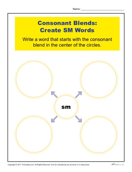 Consonant blends worksheets sm words