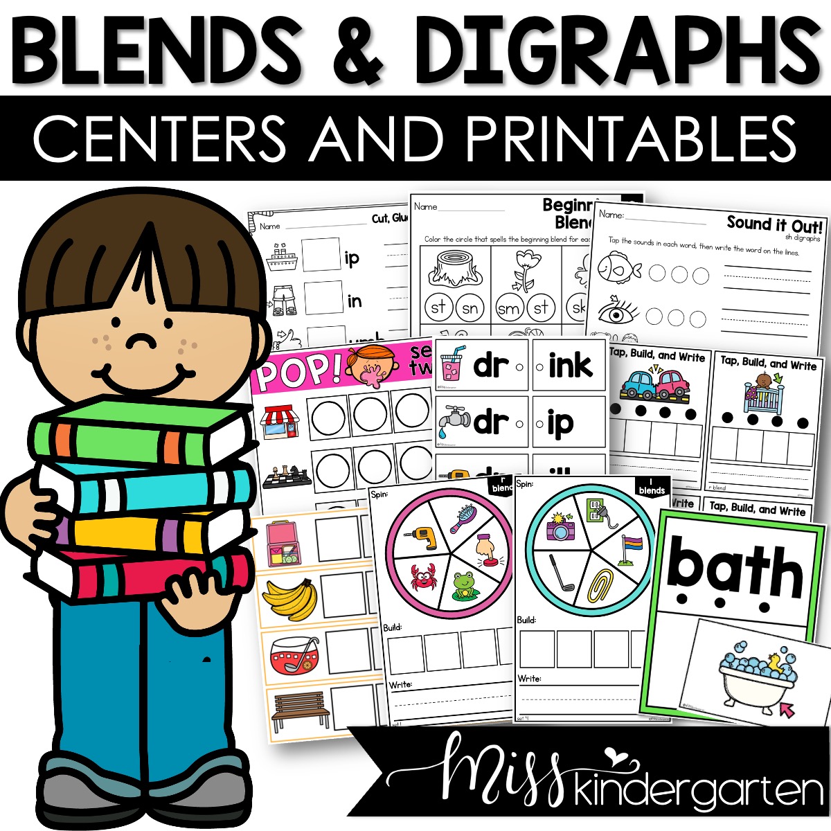 Blends and digraphs centers worksheets short vowel reading practice