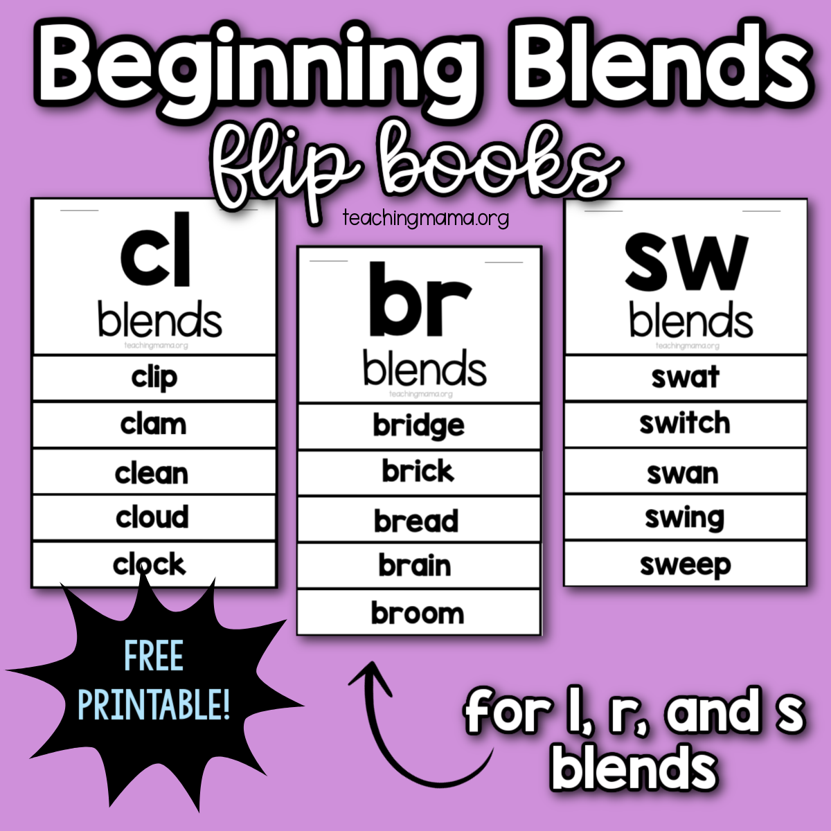 Beginning blends flip books