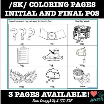 Articulation s blend coloring sheet initial and final sk initials things to sell color