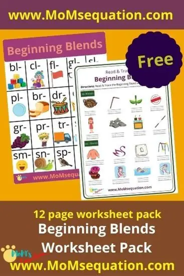 Consonant blends beginning blends worksheet pack