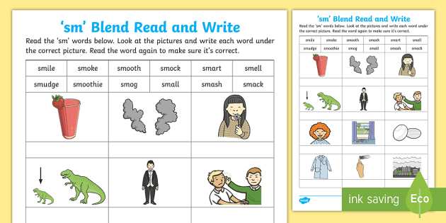 Sm words phonics worksheet phonics learning resources