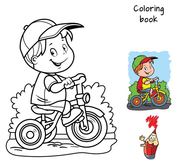 Thousand children coloring bicycle royalty