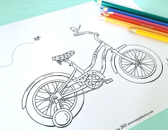 Buy printable little girls bicycle coloring page digital online in india