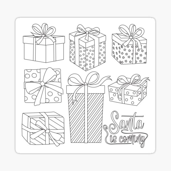 Christmas presents and packages color your own christmas sticker for sale by ewynter