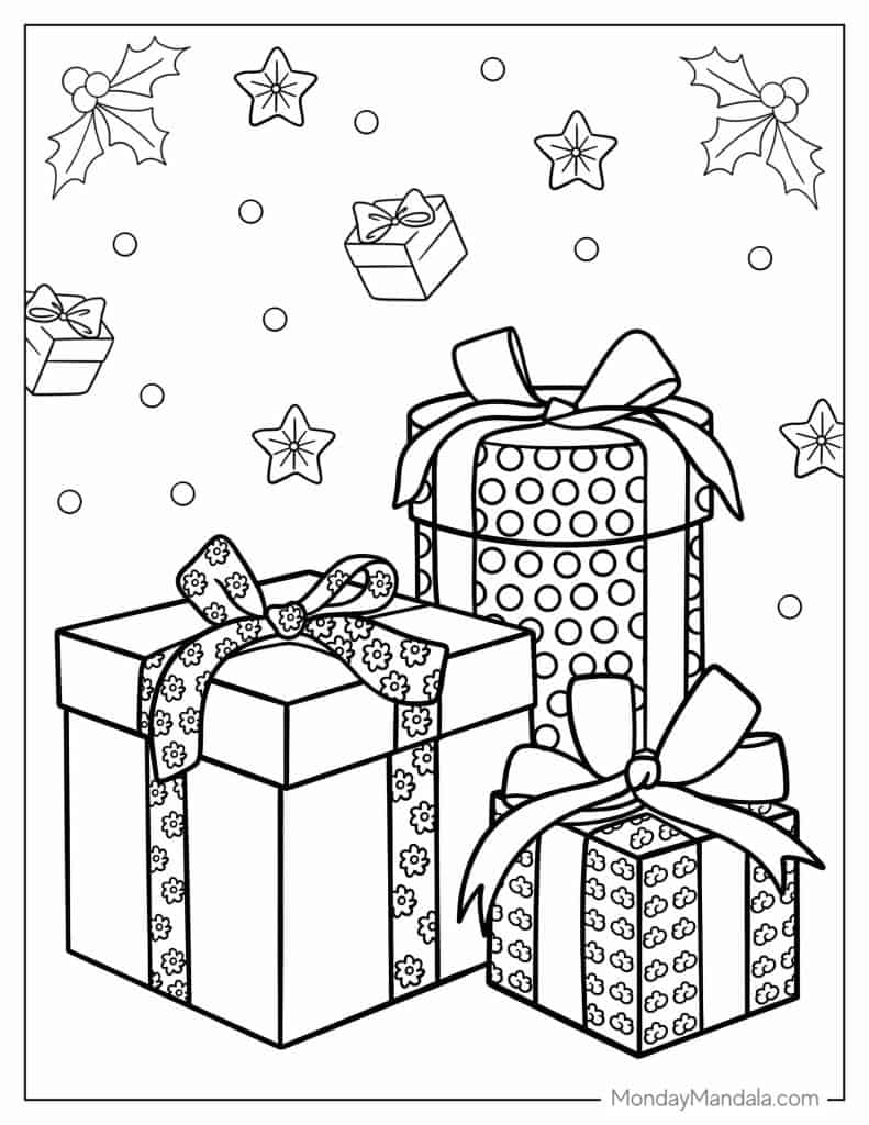 Christmas present coloring pages free pdf printables