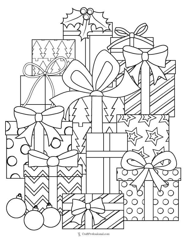 Christmas gift coloring pages