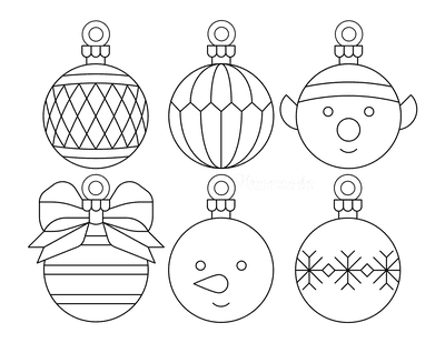 Printable christmas ornaments coloring pages blank templates